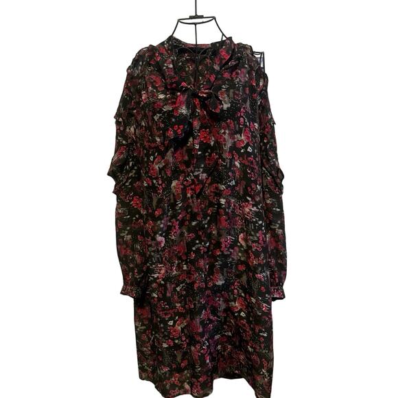 Iro Equip cutout printed silk crepe dress red and black size 4 - Picture 2 of 12